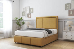 "Sloomy Lancaster Mustard Plush Divan Bed Set 4 Drawers - 26"" Strutted  & 12""  Footboard 4'6 Double" - thumbnail 2