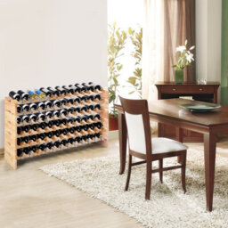Costway 72 Bottles Storage Wine Rack Freestanding Pine Wood Display Shelf Wine Holder - thumbnail 3