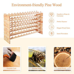 Costway 72 Bottles Storage Wine Rack Freestanding Pine Wood Display Shelf Wine Holder - thumbnail 6