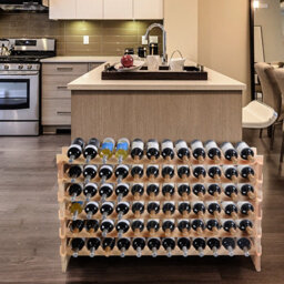 Costway 72 Bottles Storage Wine Rack Freestanding Pine Wood Display Shelf Wine Holder - thumbnail 5