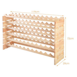Costway 72 Bottles Storage Wine Rack Freestanding Pine Wood Display Shelf Wine Holder - thumbnail 2