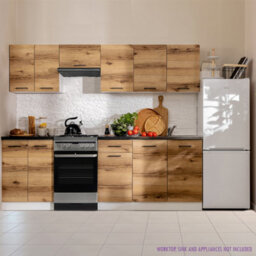 Heze Furniture Summer 7 Unit Kitchen Cabinets Set 240Cm In Light Delano Oak - thumbnail 1