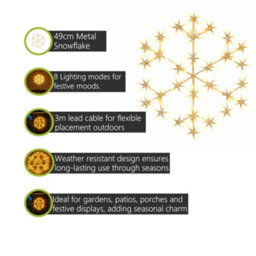 Pegdev - Pdl 49Cm Warm White Led Snowflake Christmas Light With 180 Led 8 Modes Outdoor Holiday Decoration 3M Cable - thumbnail 2