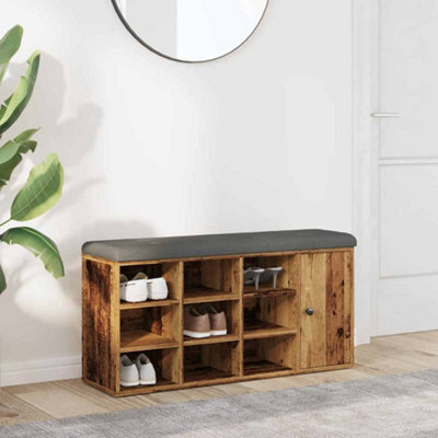 Vidaxl Shoe Bench Old Wood 102X32X50 Cm Engineered Wood - image 1