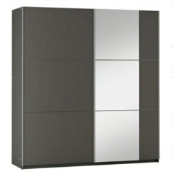 Arte Bastia 150Cm Sliding Door Wardrobe In Grey Matte - Contemporary Elegance With Mirrored Detail - thumbnail 2