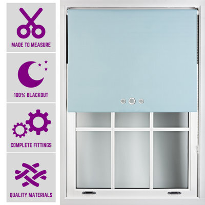 Furnished Triple Eyelets Blackout Window Blinds Free Cut Service - Duck Egg Blue (W)60Cm X (L)165Cm - image 1