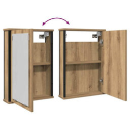 Walplus Bathroom Mirror Cabinet Artisan Oak 42X12X60 Cm Engineered Wood - thumbnail 7