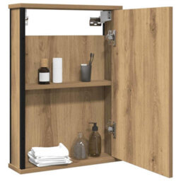 Walplus Bathroom Mirror Cabinet Artisan Oak 42X12X60 Cm Engineered Wood - thumbnail 3