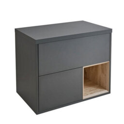 Homestylestore Black Grey 800mm Wall Hung Bathroom Vanity Unit With Countertop Basin And Led Light - thumbnail 1