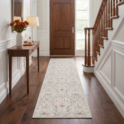 Decoranddecor Hallway Runners, Washable Rugs, Carpet Runner Rug, 60X240Cm, Non-Slip, Pet Friendly, Low Pile, Floral Rug - Astra - thumbnail 1