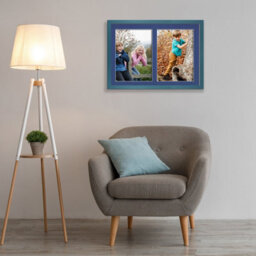AK Frames 20X14 Navy Blue Sleek Multi Photo Frame With Blue Mount - Holds 2 Apertures (2X) A4 Photos - thumbnail 3