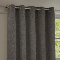 Paoletti Galaxy Fully Lined Chenille Eyelet Curtain Pair, Charcoal, (W) 117 X (D) 137Cm - thumbnail 2
