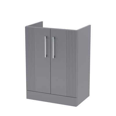 Hudson Reed Deco Floor Standing 2-Door Vanity Unit, Elegant Floor Standing Vanity Unit With Bar Handle Design In Satin Grey - image 1