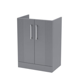 Hudson Reed Deco Floor Standing 2-Door Vanity Unit, Elegant Floor Standing Vanity Unit With Bar Handle Design In Satin Grey - thumbnail 1