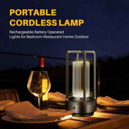 Golden Cordless Led Table Lamp , Portable Rechargeable Night Light - thumbnail 5