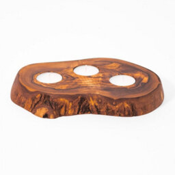 Verano Spanish Ceramics Olive Wood Natural Grained Home Décor Rustic Tea Light Holders Set Of 3 (Diam) 9Cm, 14Cm & 20Cm - thumbnail 2
