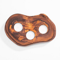 Verano Spanish Ceramics Olive Wood Natural Grained Home Décor Rustic Tea Light Holders Set Of 3 (Diam) 9Cm, 14Cm & 20Cm - thumbnail 4