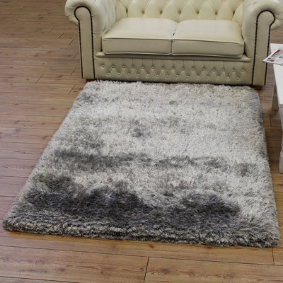 Plush Silver Luxury Shaggy Polyester Modern Luxurious Handmade Sparkle Rug For Living Room And Bedroom-200Cm X 300Cm - image 1