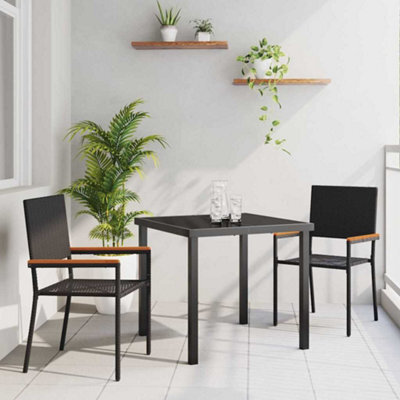 Berkfield Garden Dining Set 3 Pcs Black Poly Rattan - image 1