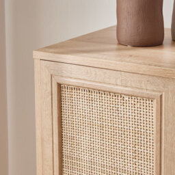 Sweeek - Sideboard With Bottle Holder Wickerwork And Wooden Decor Boheme Natural 83X39X88.5 Cm - thumbnail 4