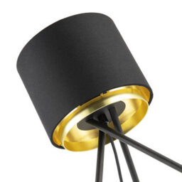 Happy Homewares Black Tripod Table Lamp With Gold Metal Ring And Cotton Drum Shade - thumbnail 4