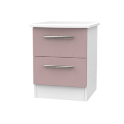 Azzurro Matt Pink & White Mdf 2 Drawer Narrow Ready Assembled Bedside Table (H)570mm (W)450mm (D)395mm - thumbnail 1