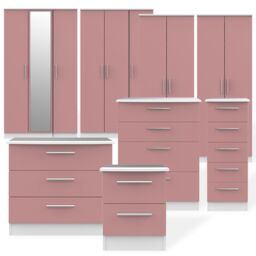 Azzurro Matt Pink & White Mdf 2 Drawer Narrow Ready Assembled Bedside Table (H)570mm (W)450mm (D)395mm - thumbnail 2