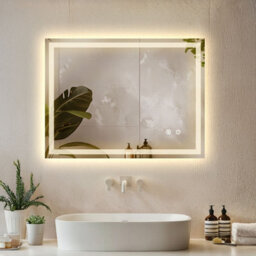 Tectake Led Bathroom Mirror Clara With Dimmable Backlight, 3 Colour Temps And Anti-Fog   50 X 70 Cm- Anthracite - thumbnail 1