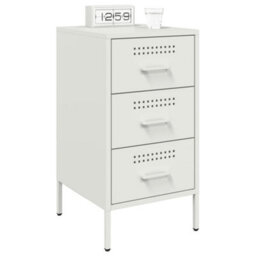 Berkfield Bedside Cabinets 2 Pcs White 36X39X68 Cm Steel - thumbnail 3