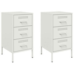 Berkfield Bedside Cabinets 2 Pcs White 36X39X68 Cm Steel - thumbnail 2