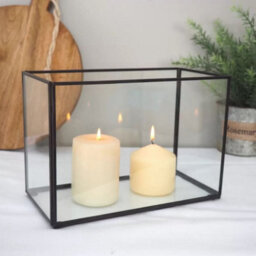 Black Metal Candle Holder Rectangular - thumbnail 2