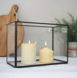 Black Metal Candle Holder Rectangular - thumbnail 4