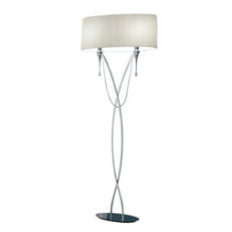 Luminosa Lighting Luminosa Lucca Floor Lamp 2 Light E27, Polished Chrome White Shade & Clear Crystal