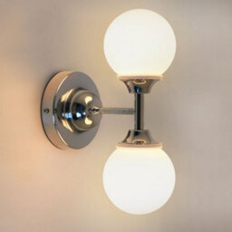 Long Life Lamps Company Modern Chrome Double Wall Light Sconce Frosted Glass Globe Ip44 H3095 With Led G9 Warm White - thumbnail 6
