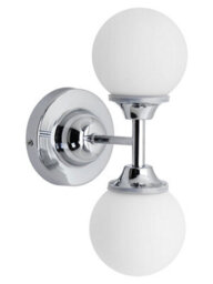 Long Life Lamps Company Modern Chrome Double Wall Light Sconce Frosted Glass Globe Ip44 H3095 With Led G9 Warm White