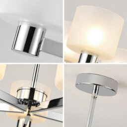 Harper Living Modern 5 Lights Chandelier Ceiling Light, Chrome Semi Flush Ceiling Lamp With Sanded Glass Shades, 5Xg9 Ceiling Lighting - thumbnail 4