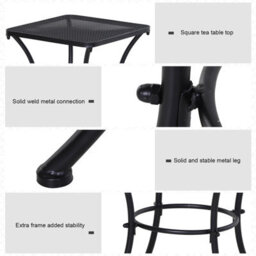 Outsunny 45Cm Square Metal Outdoor Patio Bistro Table Coffee Desk Black - thumbnail 5
