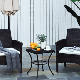 Outsunny 45Cm Square Metal Outdoor Patio Bistro Table Coffee Desk Black - thumbnail 1
