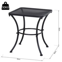 Outsunny 45Cm Square Metal Outdoor Patio Bistro Table Coffee Desk Black - thumbnail 3