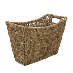 JVL Seagrass Magazine Newspaper Holder Storage Basket Woven Rack With Handles 41Cm - thumbnail 2