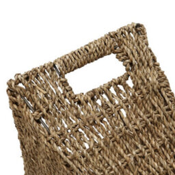 JVL Seagrass Magazine Newspaper Holder Storage Basket Woven Rack With Handles 41Cm - thumbnail 4