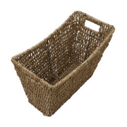 JVL Seagrass Magazine Newspaper Holder Storage Basket Woven Rack With Handles 41Cm - thumbnail 3