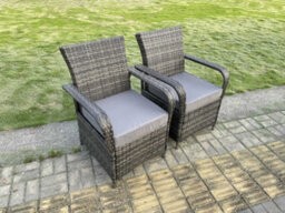 Fimous Rattan Garden Furniture Dining Table And Chairs Set Pe Wicker Patio 6 Chairs Plus Black Tempered Glass Rectangular Table - thumbnail 6