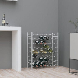 Berkfield Wine Rack For 48 Bottles White Metal - thumbnail 1