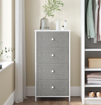 Songmics Bedroom Drawer Chest, Cloth Storage Unit, Dresser With 4 Fabric Drawers, Metal, Slim, Dove Grey And Cream White - image 1