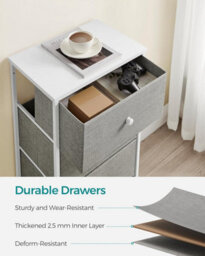 Songmics Bedroom Drawer Chest, Cloth Storage Unit, Dresser With 4 Fabric Drawers, Metal, Slim, Dove Grey And Cream White - thumbnail 5