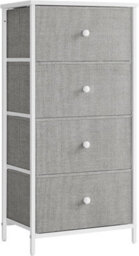 Songmics Bedroom Drawer Chest, Cloth Storage Unit, Dresser With 4 Fabric Drawers, Metal, Slim, Dove Grey And Cream White - thumbnail 8