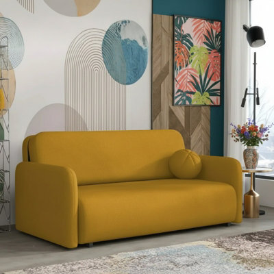 Viva Sun Iv Living Room Sofa Bed Sleeper Chair With Storage Compartment Metal Legs Chipboard 170X103X85Cm Mustard - image 1