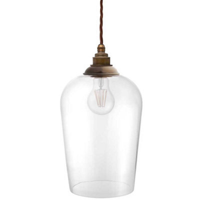 Milton Clear Glass Pendant Light - Old English Brass - Se Home