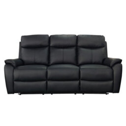 Aspire Kingsmere 3 Seater Power Recliner Sofa In Real Leather, Black - thumbnail 2